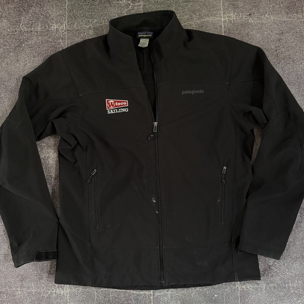 Mens Patagonia Adze Black Full Zip Up Soft Shell Fleece Lined Bomber Jacket Sz L